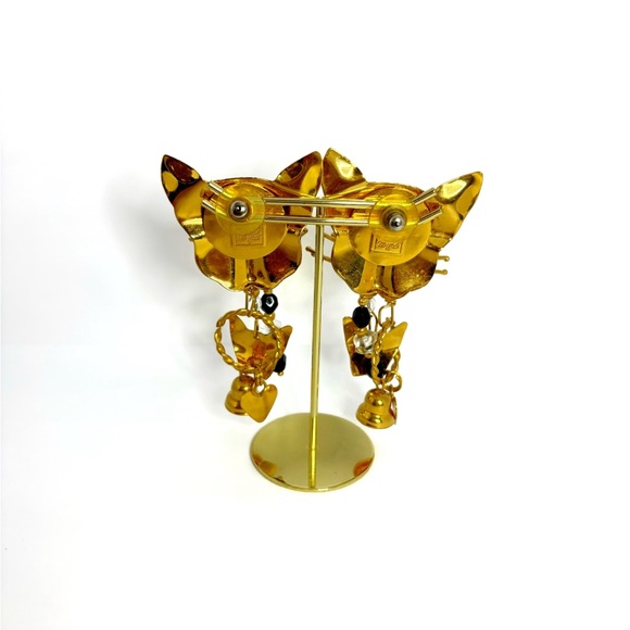 Lunch At The Ritz Cat Face Earrings - Picture 5 of 9